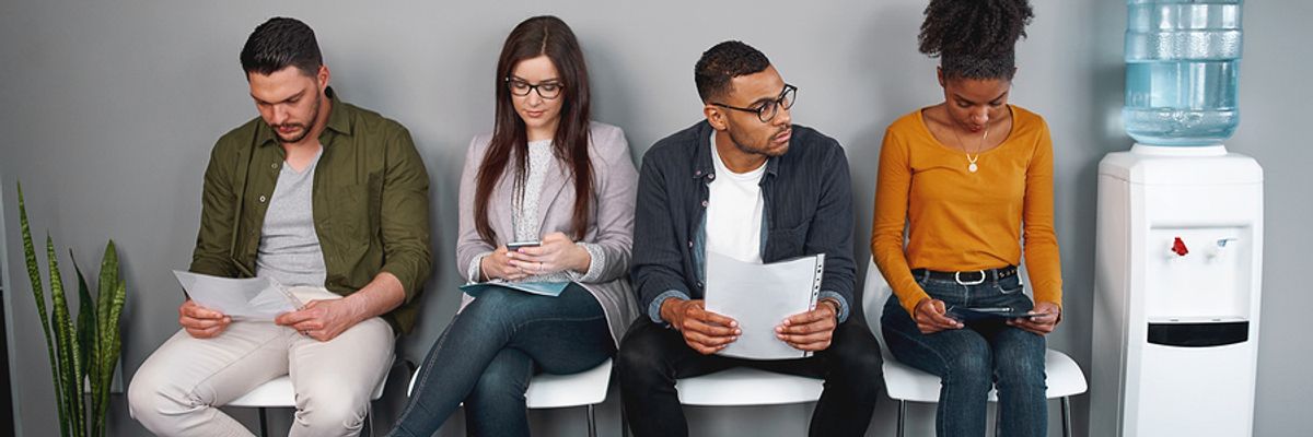 Job seekers with transferable skills waiting for their interviews