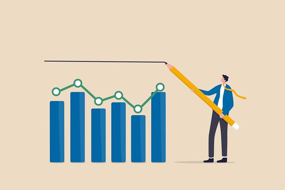 KPI, key performance indicator, graph, productivity, goal concept