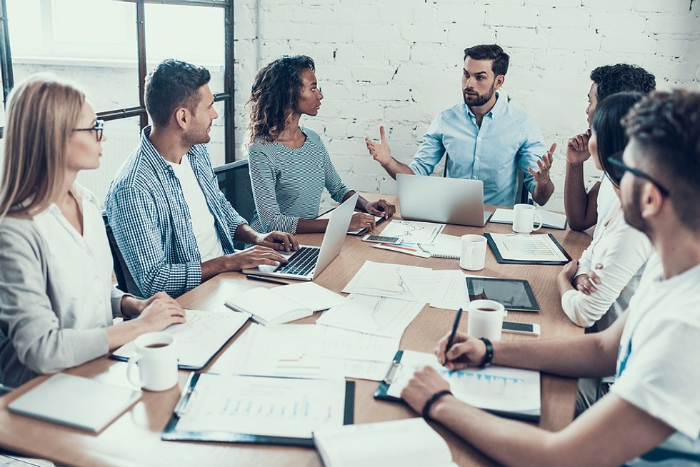 Leader talks about failure during a meeting