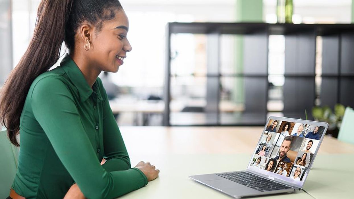 Leader talks to her remote employees on a Zoom call