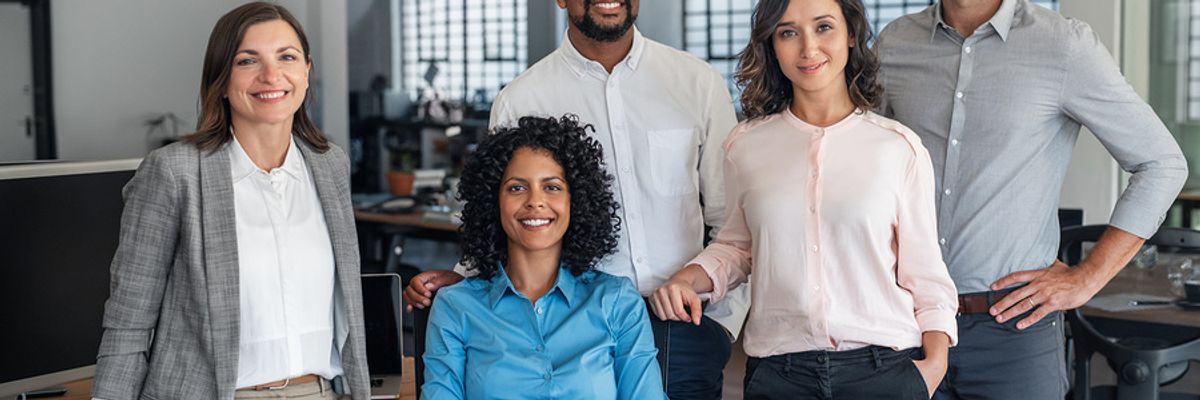 Leaders at a diverse workplace