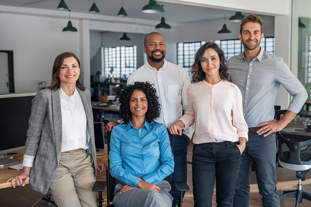 Leaders at a diverse workplace