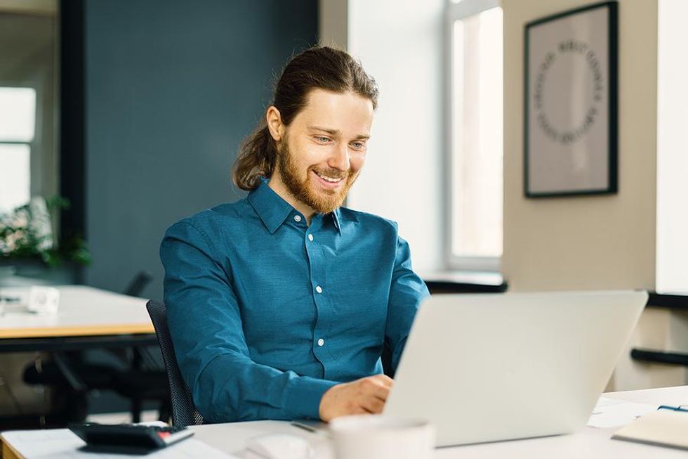 Man attends a virtual networking event