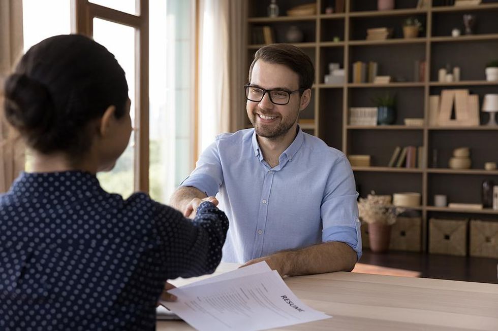 Man conducts a mock interview