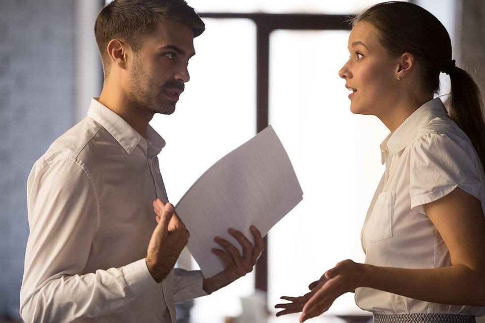 Man discusses a disagreement with his boss