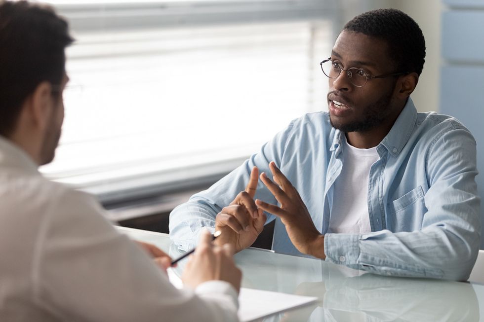 Man dressed inappropriately for a job interview