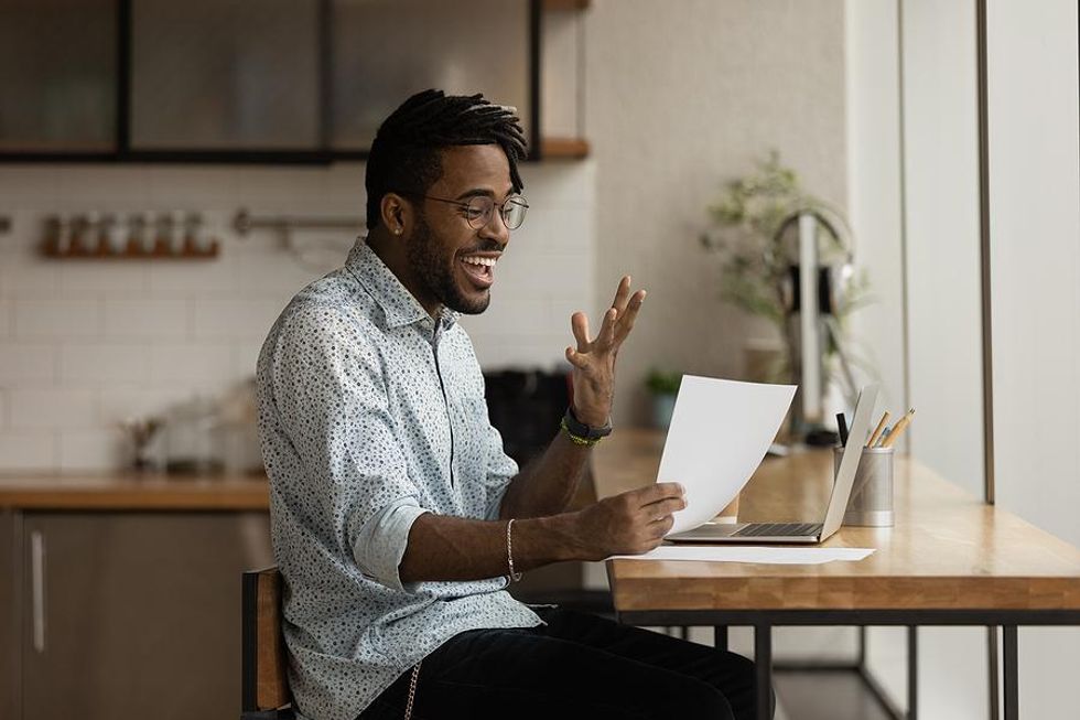 Man excited about a job offer