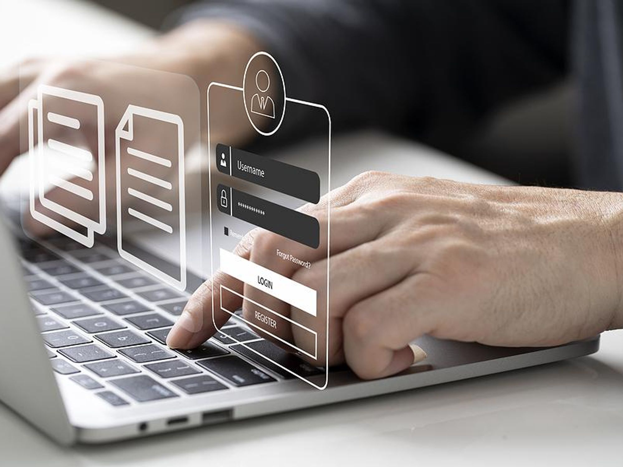 Man fixes his website accessibility on his laptop