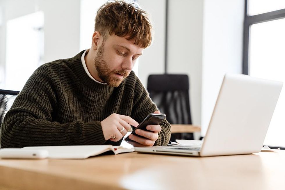 Man follows up with new connections in his professional network