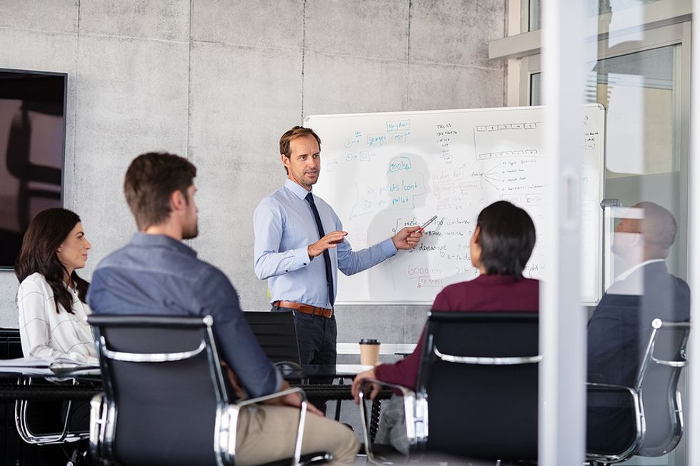 Man gives a business presentation