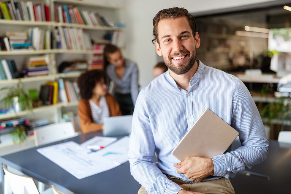 Man happy to work at his job