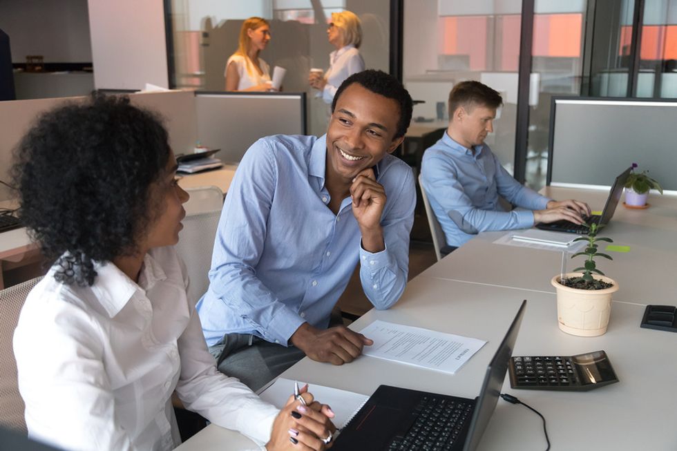 Man has a crush on his co-worker