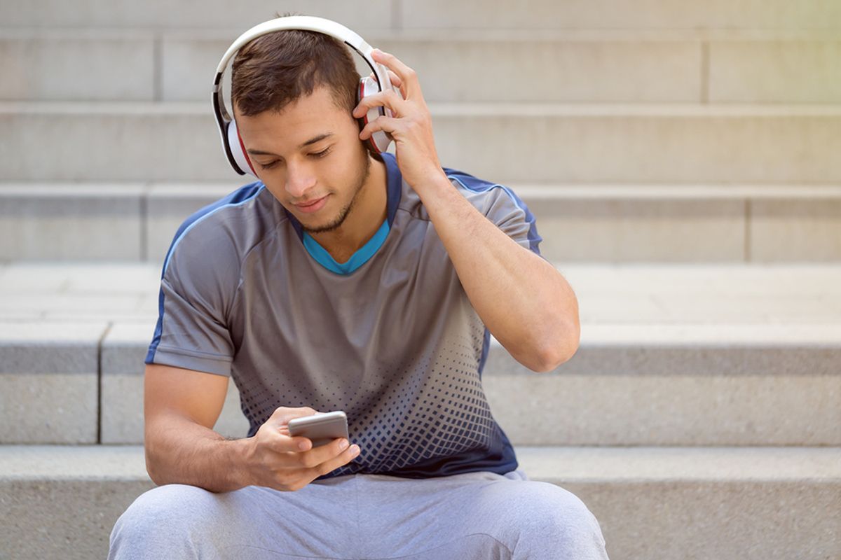 Man listens to career podcast episodes