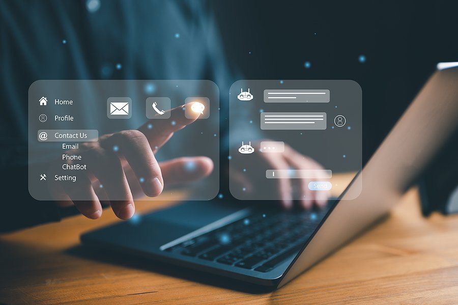 Man on laptop uses AI at work