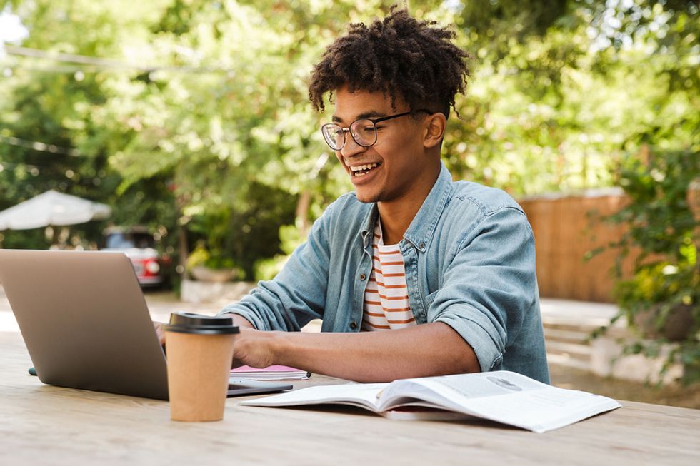 Man on laptop using job search tips