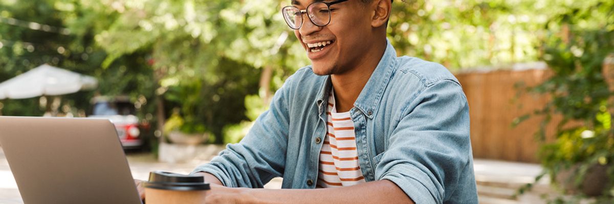 Man on laptop using job search tips
