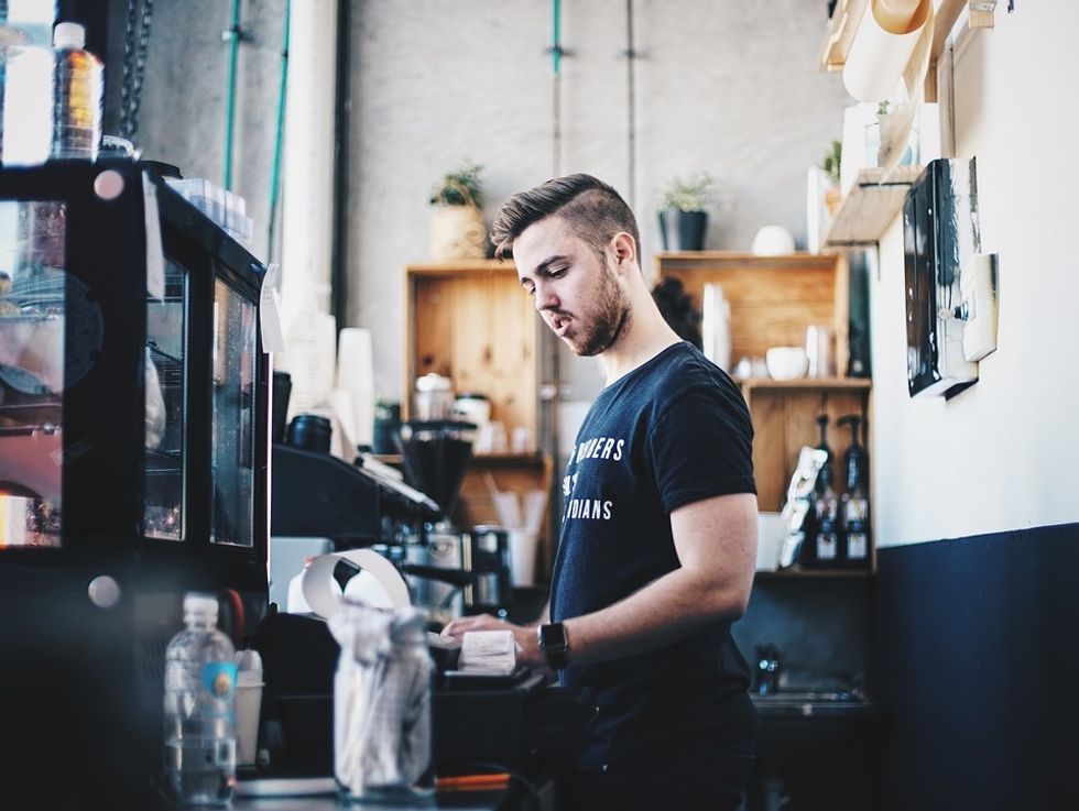 Man People Restaurant Shop Cashier Store Counter