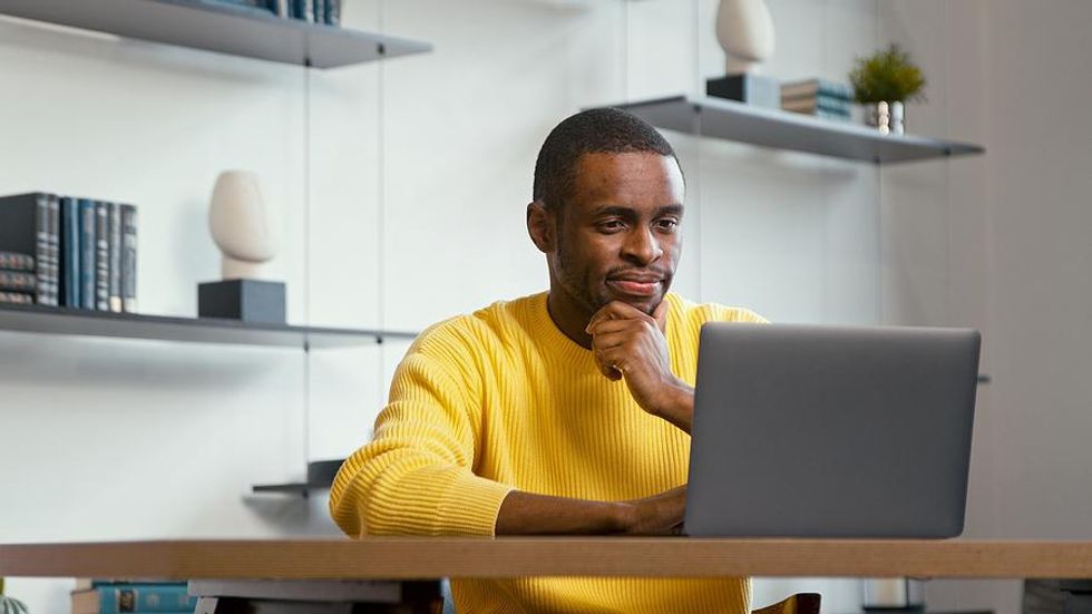 Man prepares for his next job interview