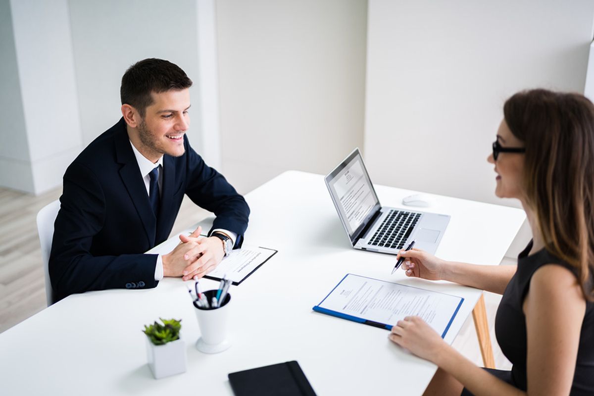 Man presents his best self during a job interview