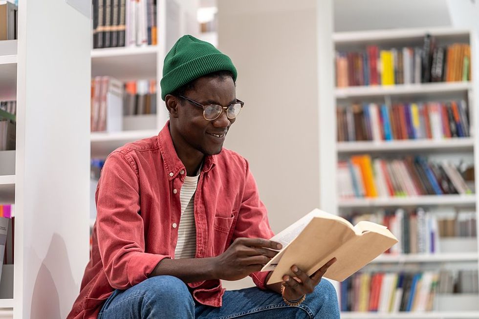 Man reads a book