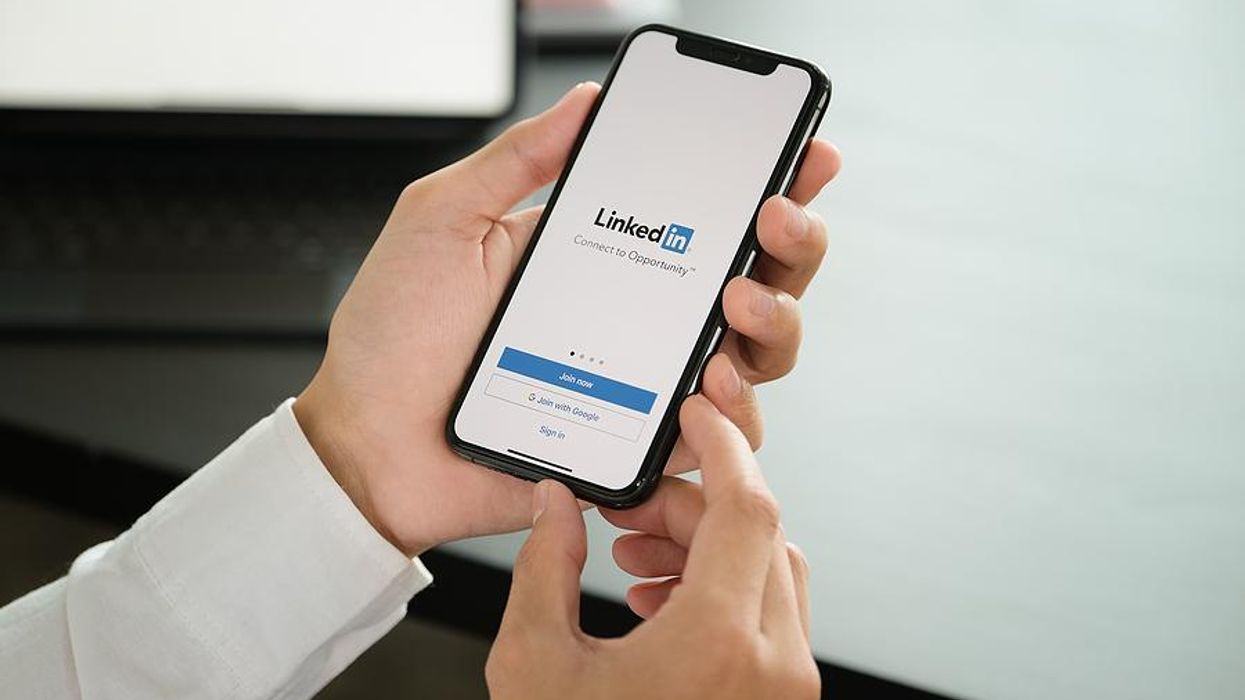 Man sets up his LinkedIn profile