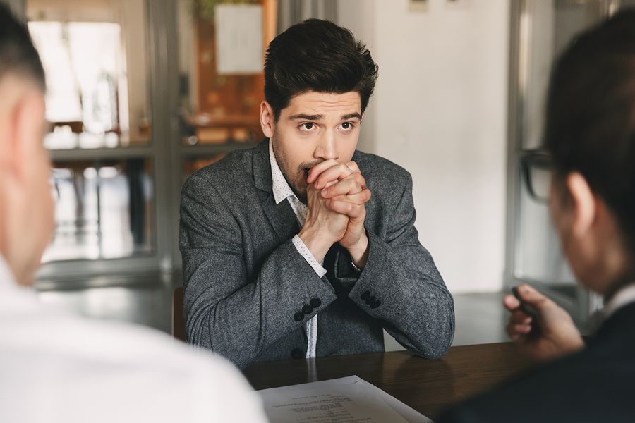 Stressed man during interview