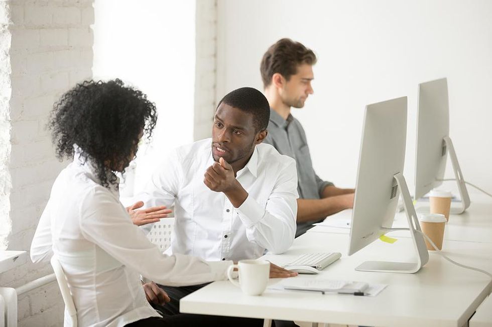 Man talks to a difficult coworker