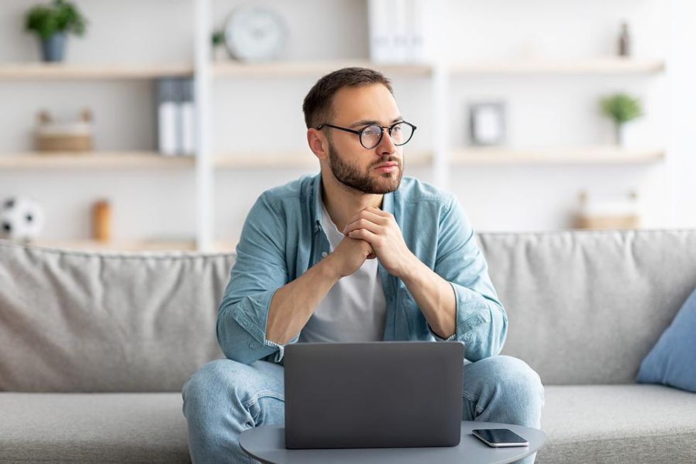 Man thinks about leaving his job