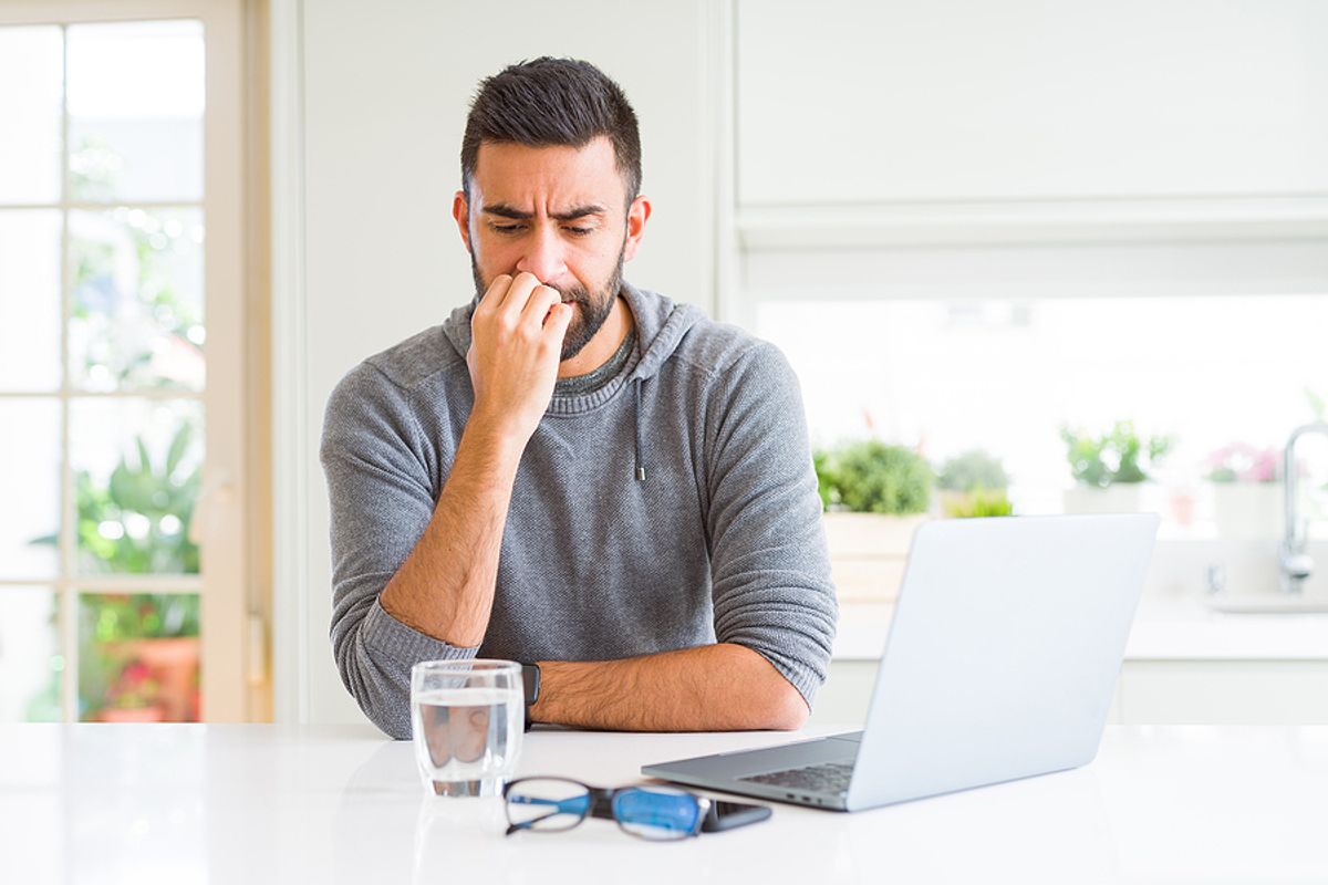 Man thinks about quitting his job