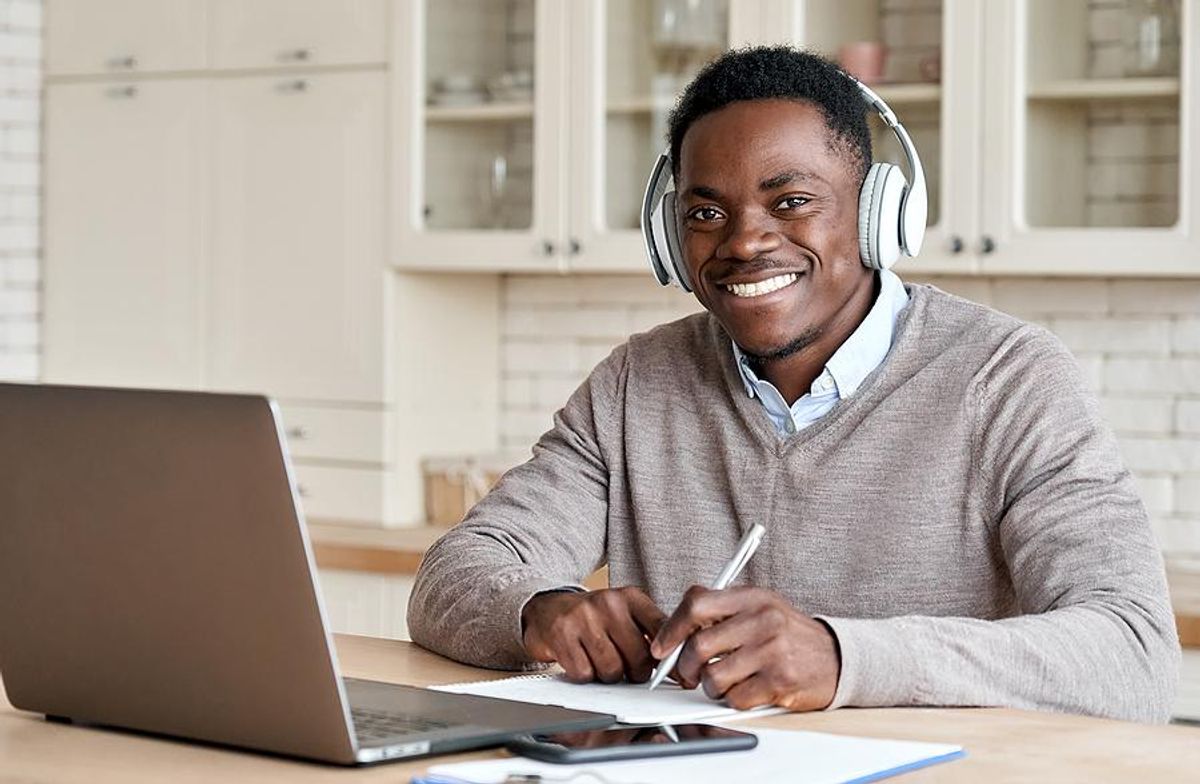 Man works a remote job in a flexible career field