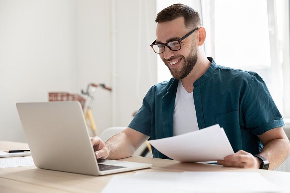 Man works from home in a flexible career field
