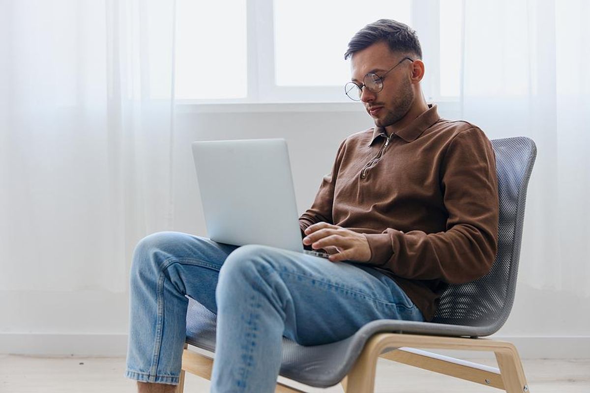 Man works remotely