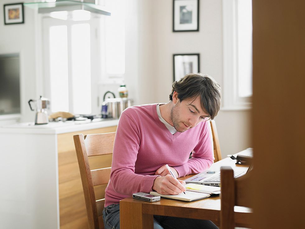 Man writes down his career goals