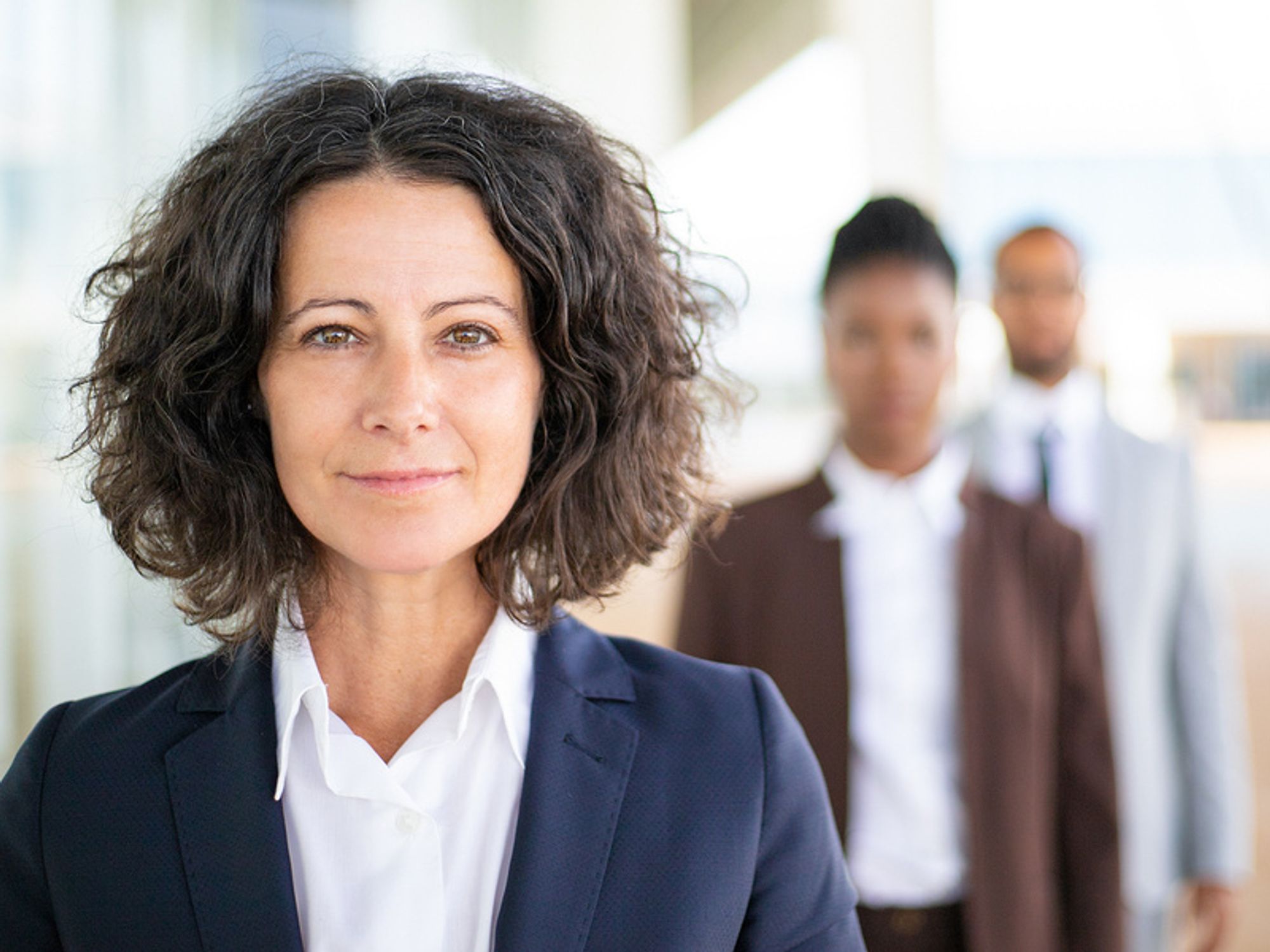 Manager developing her leadership skills in the office
