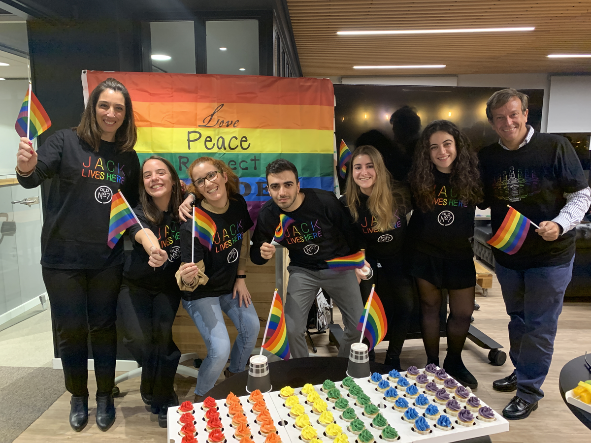 Members of the Brown-Forman team celebrate PRIDE.