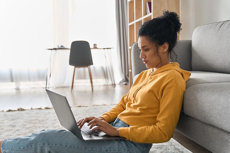 Mom working from home