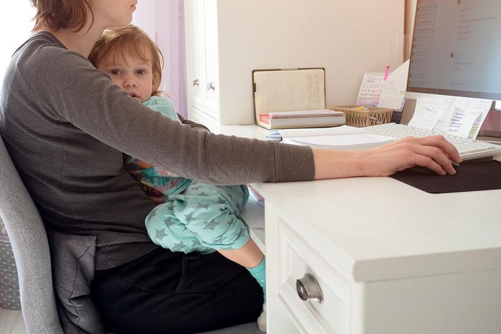 Mom works a low-stress remote job