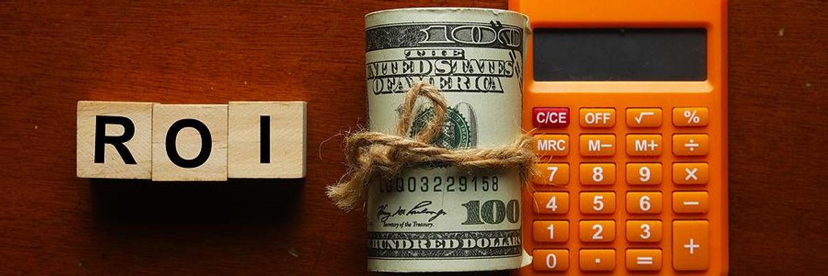 Money, calculator, ROI, return on investment concept