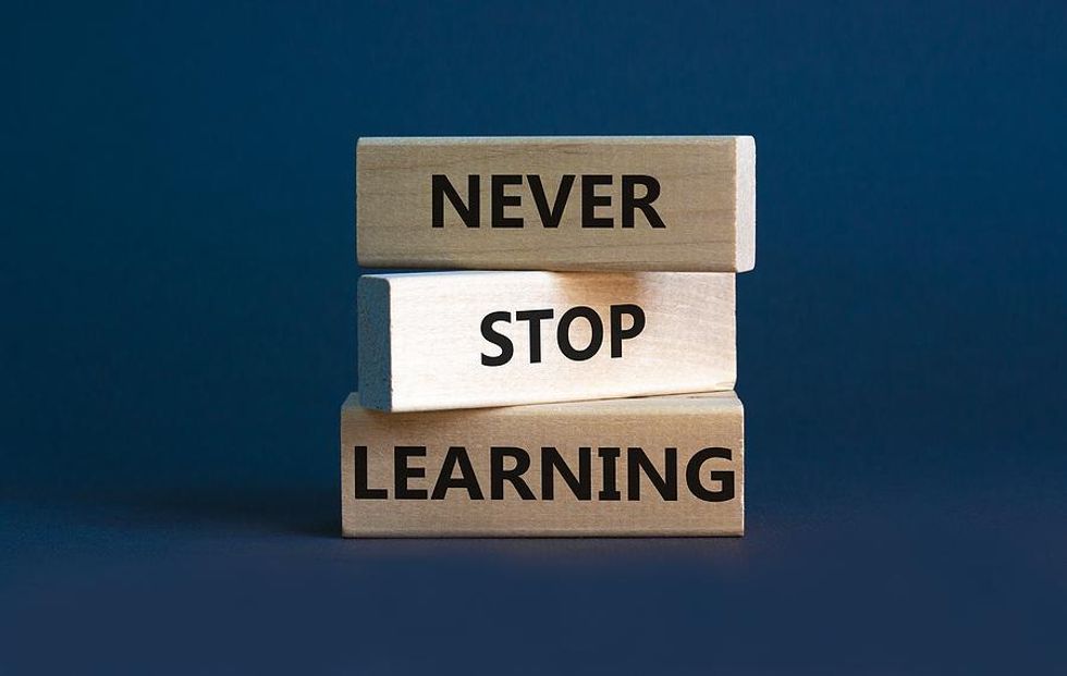 never stop learning concept