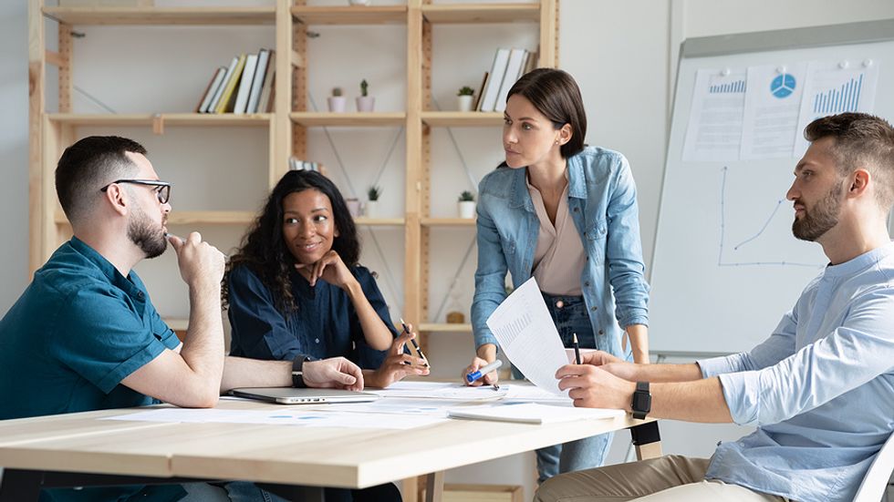 New manager leads a meeting