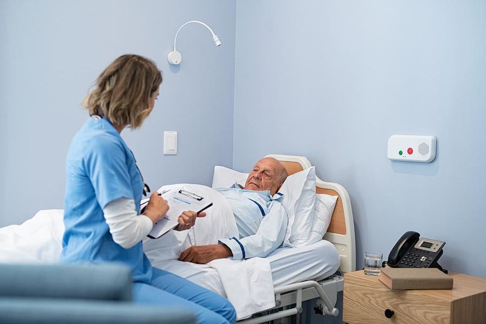 Nurse takes care of her patient