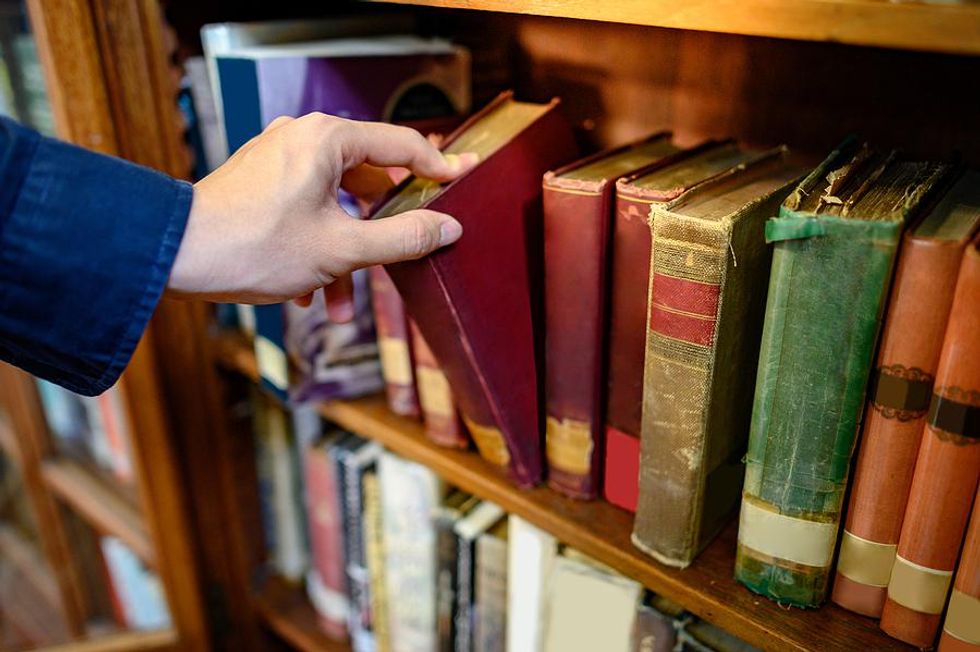 Old books in a library