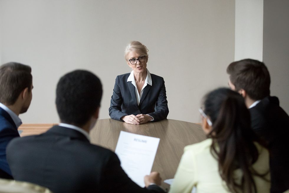 Older woman combats age discrimination during a job interview