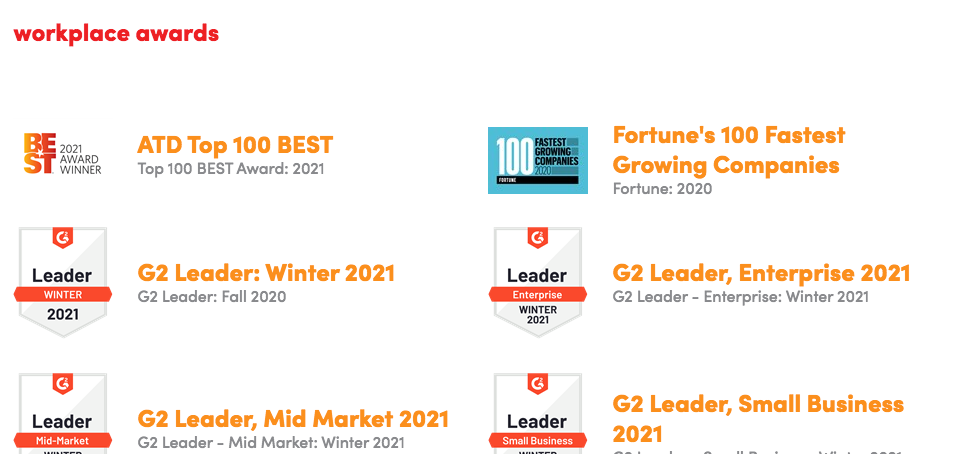 Paylocity has been recognized with a number of awards through the years.