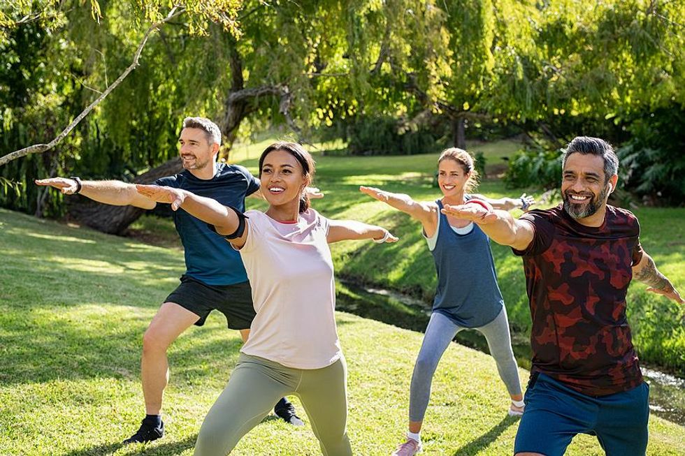 People exercise before going to work