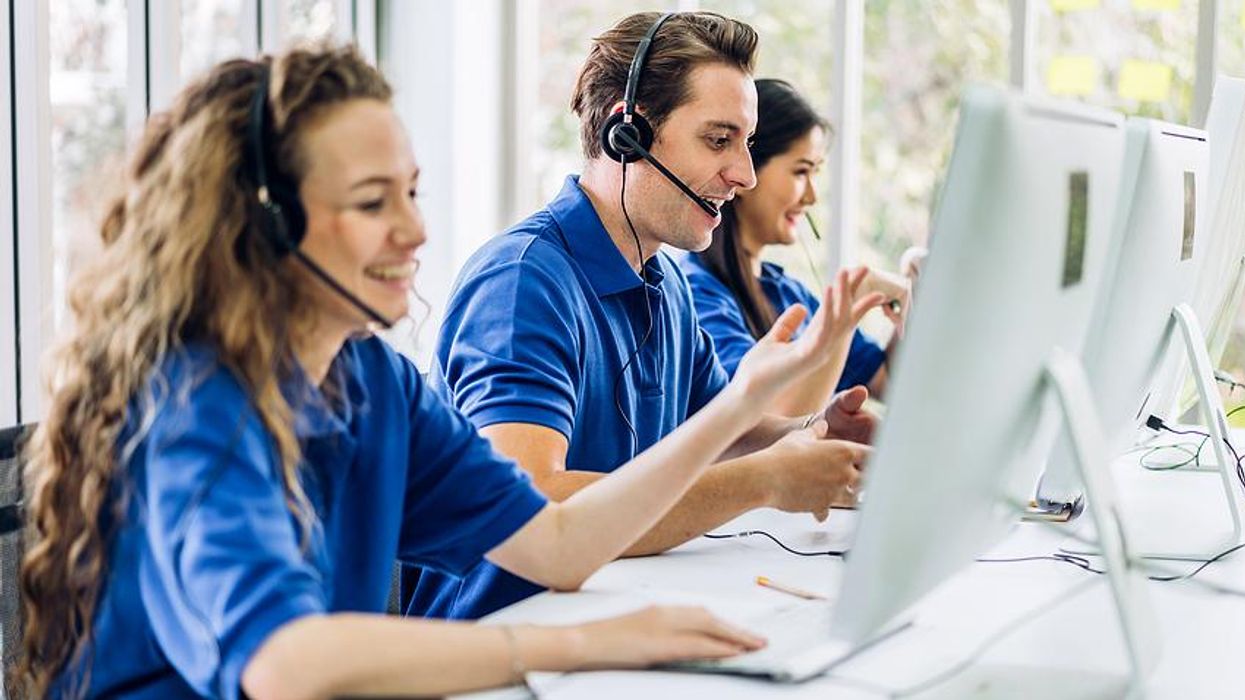 People working at a call center