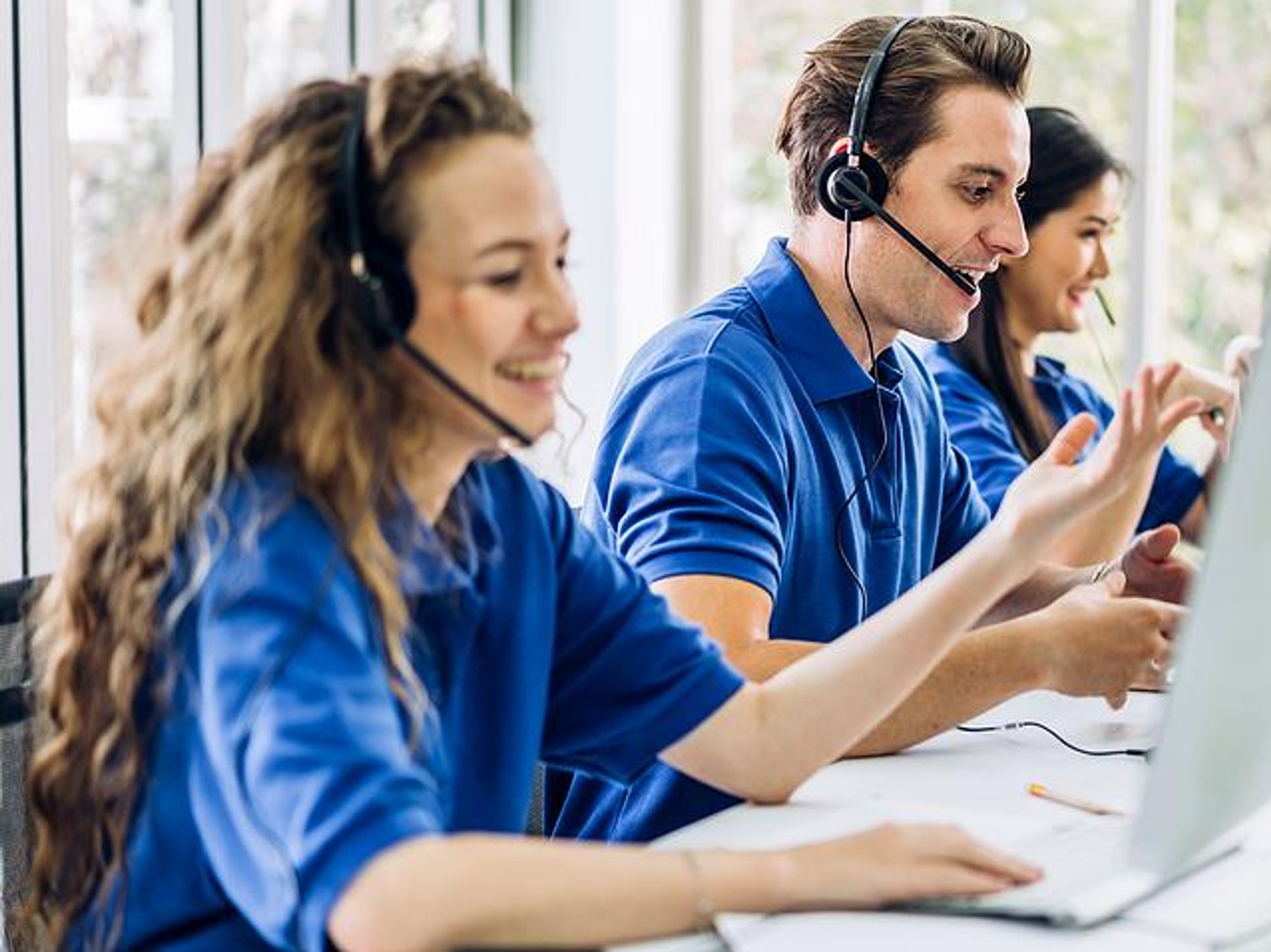 People working at a call center