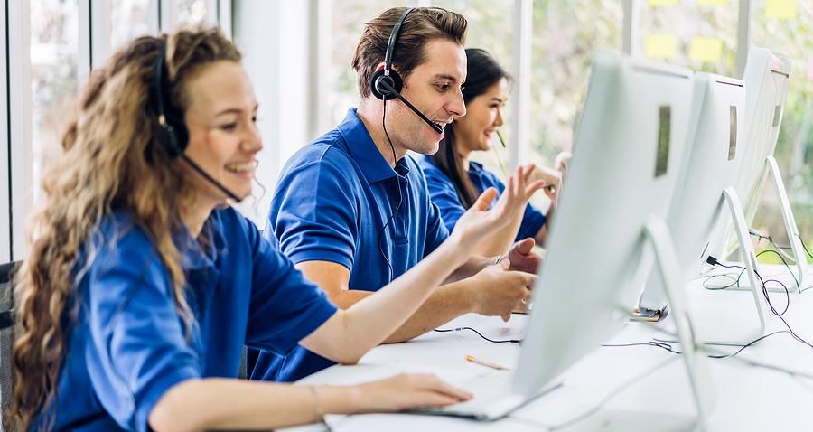 People working at a call center