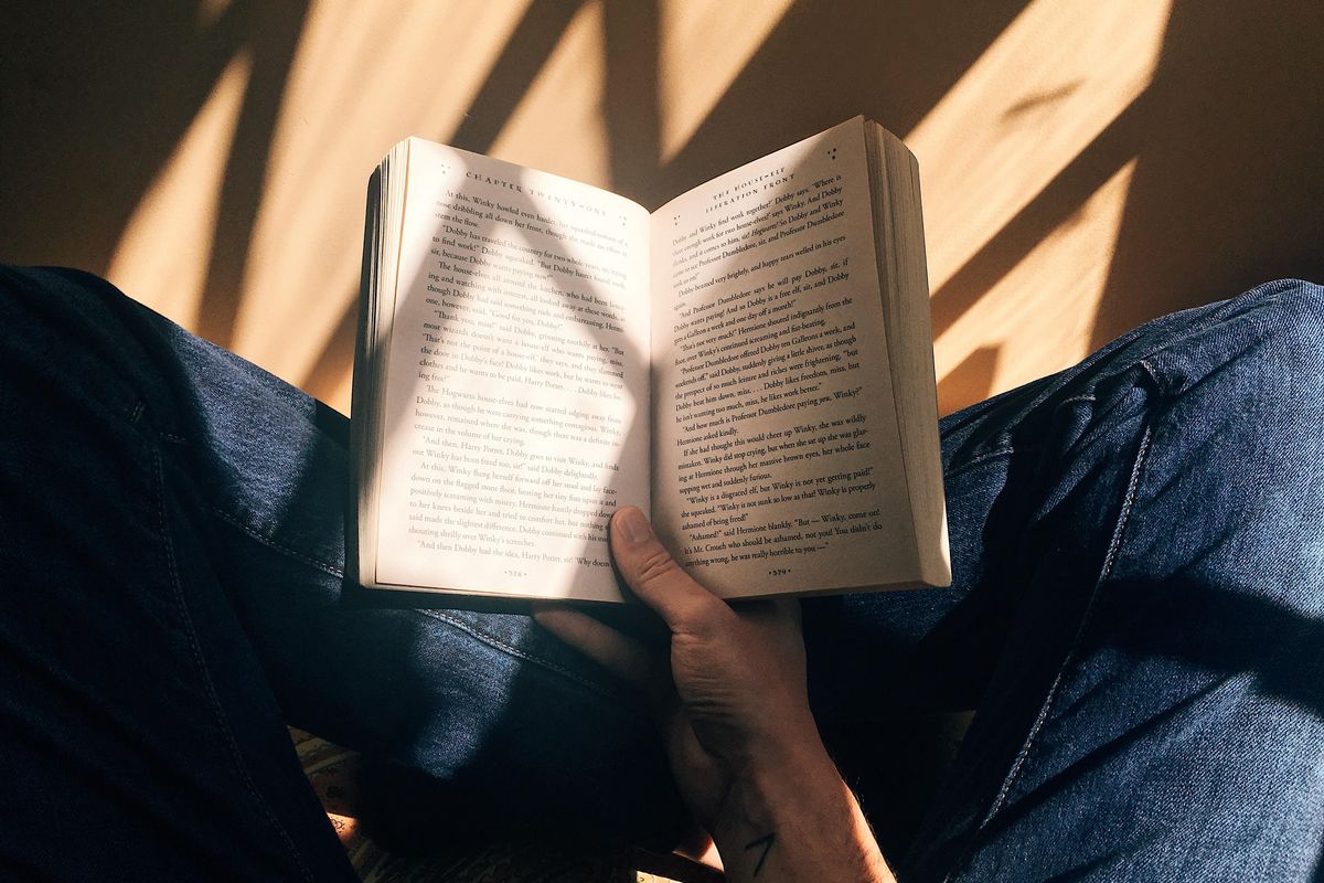 Person reading a book