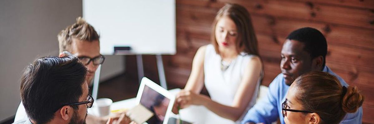Proactive employees in a work meeting
